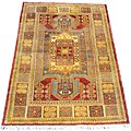 Indo Kazak Hand-knotted Red/ Gold Rug (4' x 6')