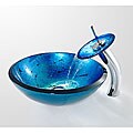 Kraus 19mm Galaxy Fire Blue Glass Sink/ Waterfall Faucet