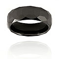 Black-plated Tungsten Faceted Polished Band (8 mm)