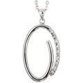Rhodium-plated Cubic Zirconia Oval Necklace