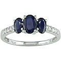 10k Gold Blue Sapphire and 1/10ct TDW Diamond Ring