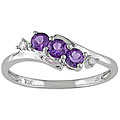 10k White Gold Amethyst and Diamond Accent Ring
