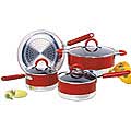 Heavy-duty 7-piece Nonstick Red Dual-tone Cookware Set