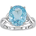 10k White Gold Sky Blue Topaz and Diamond Ring