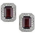 10k White Gold Garnet and Diamond Earrings