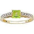 14k Gold Peridot and 1/10ct TDW Diamond Ring