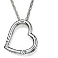 14k White Gold Diamond Heart Necklace