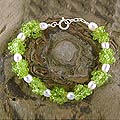 Sterling Silver FW Pearl and Peridot Bracelet (5-7 mm) (India)