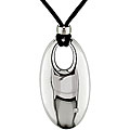 Stainless Steel Oval Pendant on Black Cord