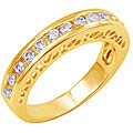 14k Yellow Gold Overlay Cubic Zirconia Gallery Band