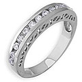 14k White Gold Overlay Stackable Cubic Zirconia Gallery Band