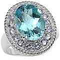 Sterling Silver Blue Topaz and Tanzanite Ring