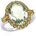 Sterling Silver Green Amethyst and Citrine Ring