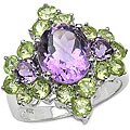 Sterling Silver Genuine Amethyst and Peridot Ring