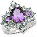 Sterling Silver Amethyst and Blue Topaz Ring