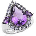Sterling Silver Amethyst and Tanzanite Ring