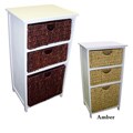 White Frame Compact Wicker Basket Storage Shelf
