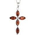 14k White Gold Marquise Garnet Cross Necklace