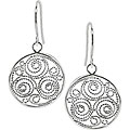 Sterling Silver Carved Circle Hook Earrings