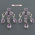 Sterling Silver Gemstone Chandelier Earrings (India)