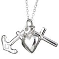 Sterling Essentials Sterling Silver Faith, Hope and Charity Necklace