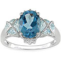 10k Gold Blue Topaz and Diamond Accent Ring