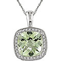 10k Gold Green Amethyst and 1/10ct TDW Diamond Necklace (I-J, I1-I2)