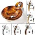 Kraus Amber Glass Vessel Sink and Waterfall Faucet