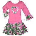 AnnLoren Girl's Pink Tie-dye Heart Rumba Dress