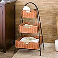 Rattan 3-tier Arced Storage Basket Shelf