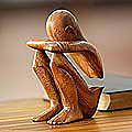 'Abstract Rest' Wood Statuette (Indonesia)