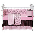 Tadpoles Pink and Brown Toile 4-piece Crib Set