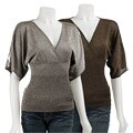 Belldini Women's Kimono Sleeve Glitter Shirt