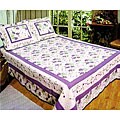 Monica Handcrafted Purple Quilt Set