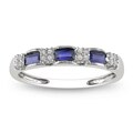 10k White Gold Sapphire and 1/10ct TDW Diamond Ring (H-I, I1-I2)