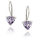Glitzy Rocks Sterling Silver Heart-shaped Amethyst Earrings