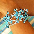 Stainless Steel 'Wreath of Blue' Bracelet (Thailand)