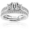 14k Gold 1ct TDW Emerald-cut Diamond Bridal Rings Set