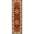 Handmade Traditions Tabriz Red/ Ivory Wool and Silk Runner (2'3 x 12')