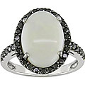 14k Gold Opal and 1/2ct TDW Black Diamond Ring