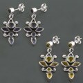 Sterling Silver Multi-gemstone Dangle Earrings (India)
