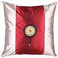 Crimson and Silvery Cream Decorative Cushion Cover