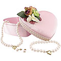 14k Gold FW Pearl 3-piece Set with Heart Shape Box