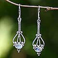 Sterling Silver and Moonstone 'Pendulum' Earrings (Indonesia)
