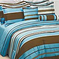 Microfiber Stripe Reversible 3-piece Comforter Set
