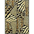 Virginia Animal Print Black/ Beige Olefin Rug (2'2 x 7'7)