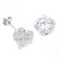 Sterling Silver 8 mm Round-cut CZ Earrings
