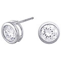 14k White Gold Overlay CZ Solitaire Earrings