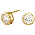 14k Gold Overlay CZ Solitaire Earrings