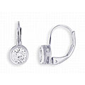 14k White Gold Overlay Leverback CZ Earrings